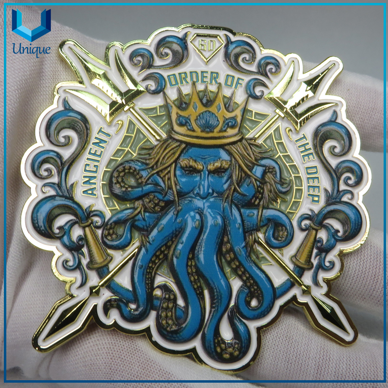Moneda personalizada del desafío de la forma del pulpo de la marina de guerra de los E.E.U.U., monedas militares de la policía del ejército de los deportes