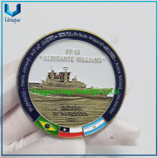 Diseño personalizado de alta calidad, moneda de desafío 3D de doble cara, recuerdo de la marina militar de Chile de 2 pulgadas