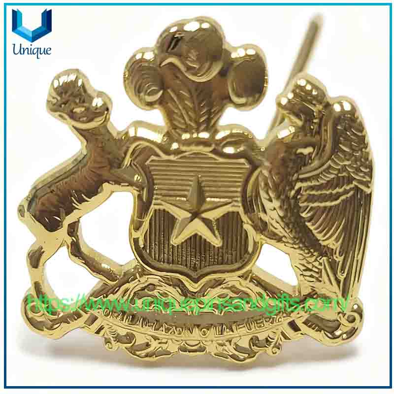 Insignia chapada en oro de metal personalizada, broche, Pin de solapa, emblema de gemelos de la Marina de Chile