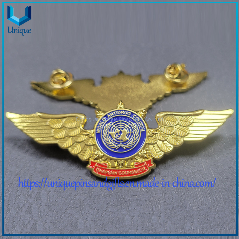Insignia de medalla de premio de bronce de alta calidad, oro 3D personalizado, Pin de solapa de Metal Elbme del Consejo Mundial Antidrogas de Ecuador
