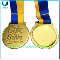 Diseño personalizado 3D Francia College Béisbol Fútbol Baloncesto Medallas de eventos deportivos Premio de oro Medallas de metal en blanco con cinta