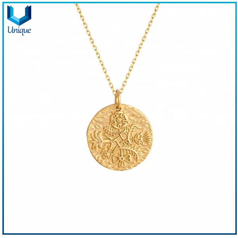 Maker colgante personalizado, collar de plata grabado, logotipo de encargo colgante de monedas de oro, 925 plata de Hip Hop colgantes