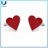 Personalice el diseño de la forma del corazón de la forma del corazón, gemelo de metal del regalo de boda, gemelos de la moda del esmalte, gemelo de joyería para regalos promocionales