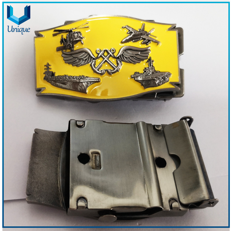 Personalice la hebilla del cinturón militar de los Estados Unidos, la hebilla de metal del recuerdo de la moda con el logotipo de AB, el esmalte 3D antiguo plateado la hebilla de la policía