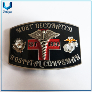 Hebilla de metal militar de los EEUU CORPSMAN, hebilla de la moda del esmalte 3D, hebilla de honor del souvenir de la boda en el diseño de personalizar