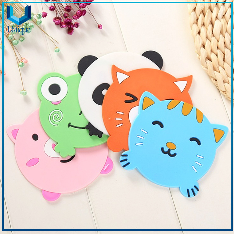 Dibujos animados lindos animales silicona taza estera coster silicona t&eacute; coster silicona caucho mat007-03