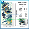 Toalla de playa de secado rápido de diseño de diseño personalizado, bolsas de toalla de playa, logotipo estampado con cordón portátil La mochila de playa puede personalizar cualquier patrón