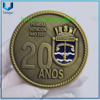 Moneda de diseño personalizado dual 3D Chile, 63,5mm de diámetro, cobre antiguo, barco militar, monedas de desafío