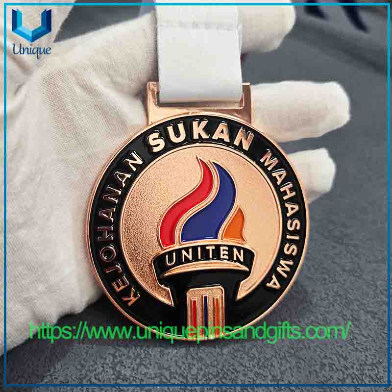 Medalla de metal 3D de dise&ntilde;o personalizado, medalla escolar, medalla deportiva, medalla de marat&oacute;n con cinta (4) 