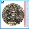 Personalice una moneda de latón antiguo 3D, gran tamaño Maya Aztec Statue Moneda conmemorativa 3D, antigua moneda de desafío de Egipto