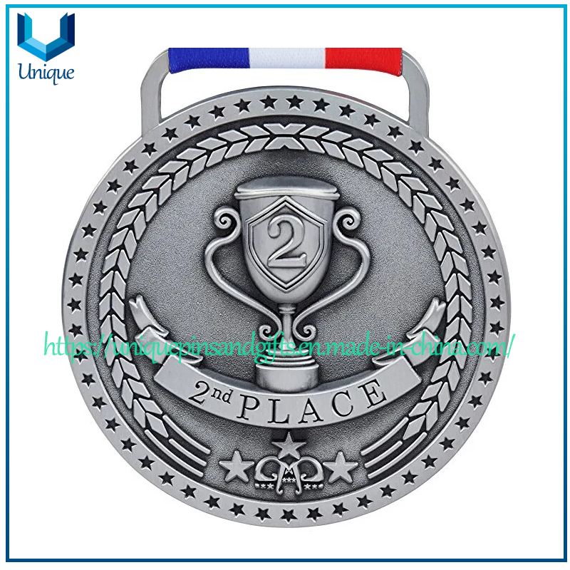Medalla de carrera deportiva de metal con diseño personalizado de fábrica, medalla de carrera de ciclismo de Tanzania con cinta