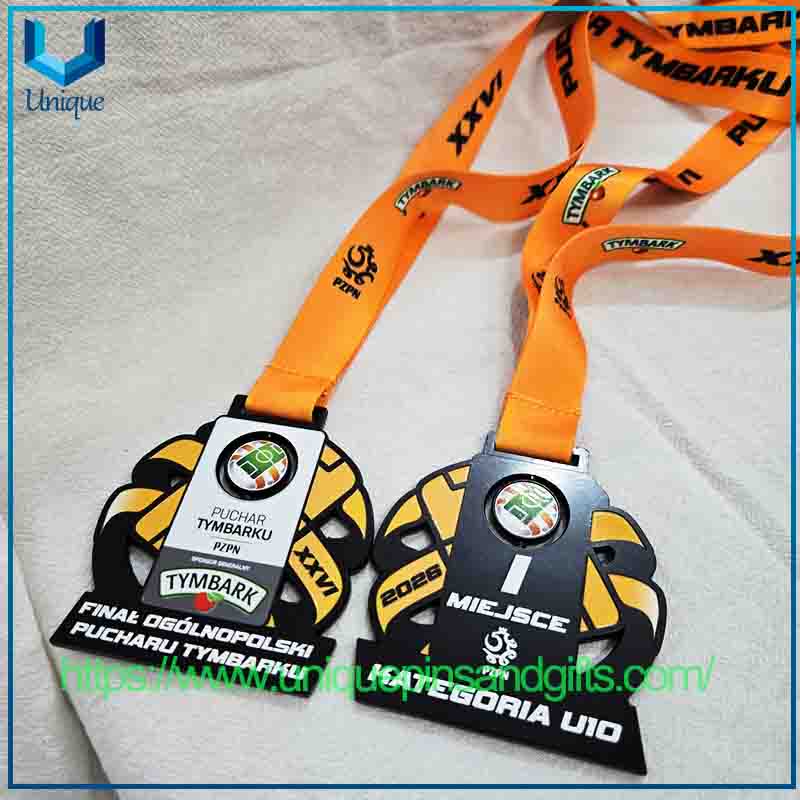Medallas de metal con cinta para eventos deportivos PZPN polacas personalizadas (5) 