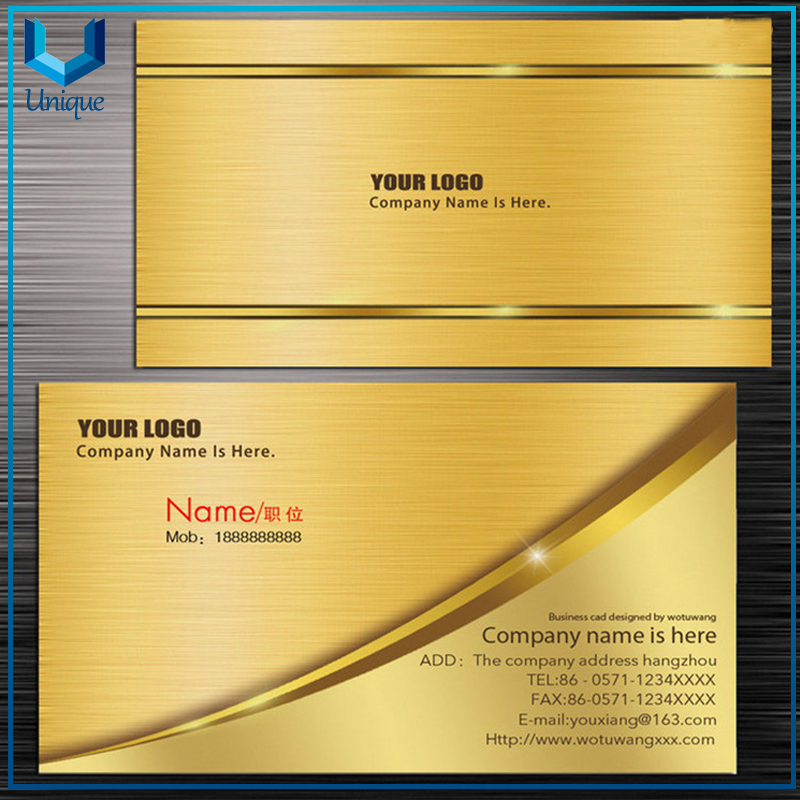 Personalice el diseño de la tarjeta de membresía de oro / plateado, tarjeta de visita de metal grabada de alta calidad Hight de 5 mm, tarjeta de invitación de boda de acero inoxidable de lujo