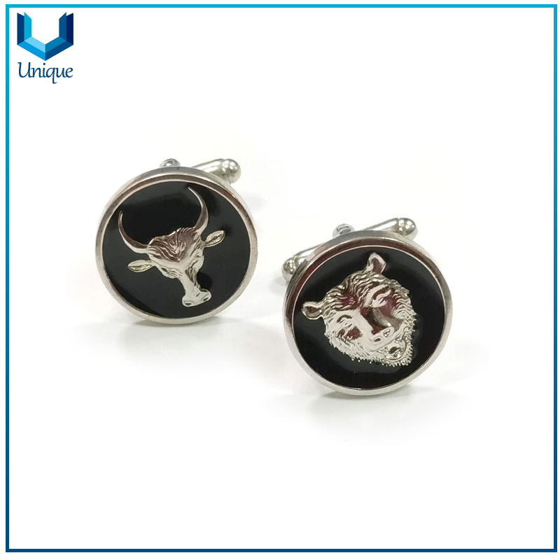 Gemelo de león 3D, gemelos de la cabeza de vaca 3D, personalice el mancorte de metal para la decoración de la prenda, el ejército / de bodas Pin Pin Gemblink Regalos