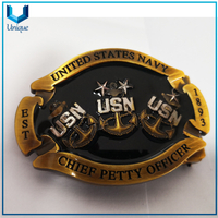Venta al por mayor USN Jefe METHICER METAL Crafts Hebilla, diseño personalizado Logotipo de souvenir Gift Esmalte 3D Militar Metal Cinturón Hebilla para Accesorios de Moda