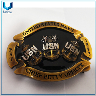 Venta al por mayor USN Jefe METHICER METAL Crafts Hebilla, diseño personalizado Logotipo de souvenir Gift Esmalte 3D Militar Metal Cinturón Hebilla para Accesorios de Moda