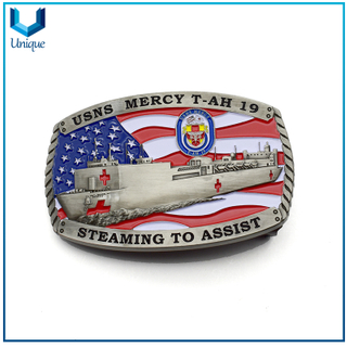 Hebilla de metal militar de USS para los regalos del souvenir de honor, hebilla del ejército, hebilla de la pelota de golf del cinturón de metal Fabricantes, bolsa de hebilla de pin de metal personalizada