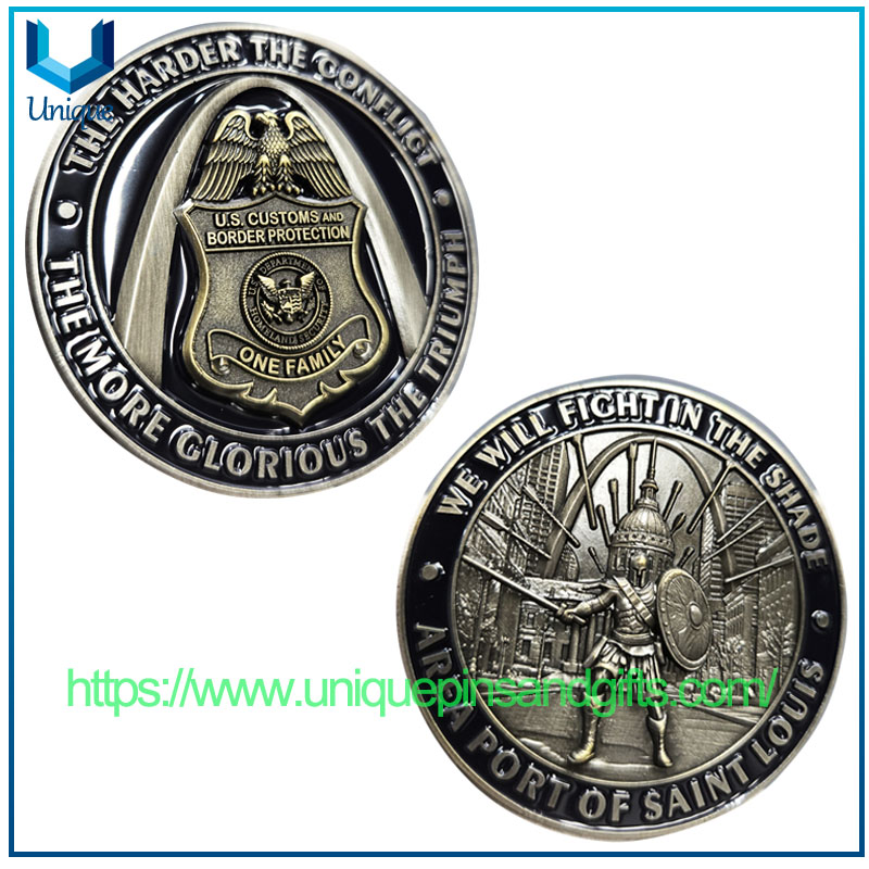 Moneda de policía personalizada con revestimiento de dos tonos de bronce antiguo + plata antigua de 2,25 pulgadas
