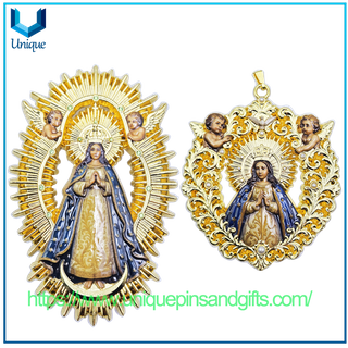 Colgante de Nuestra Señora de Guadalupe de alta calidad con ángeles, regalo religioso