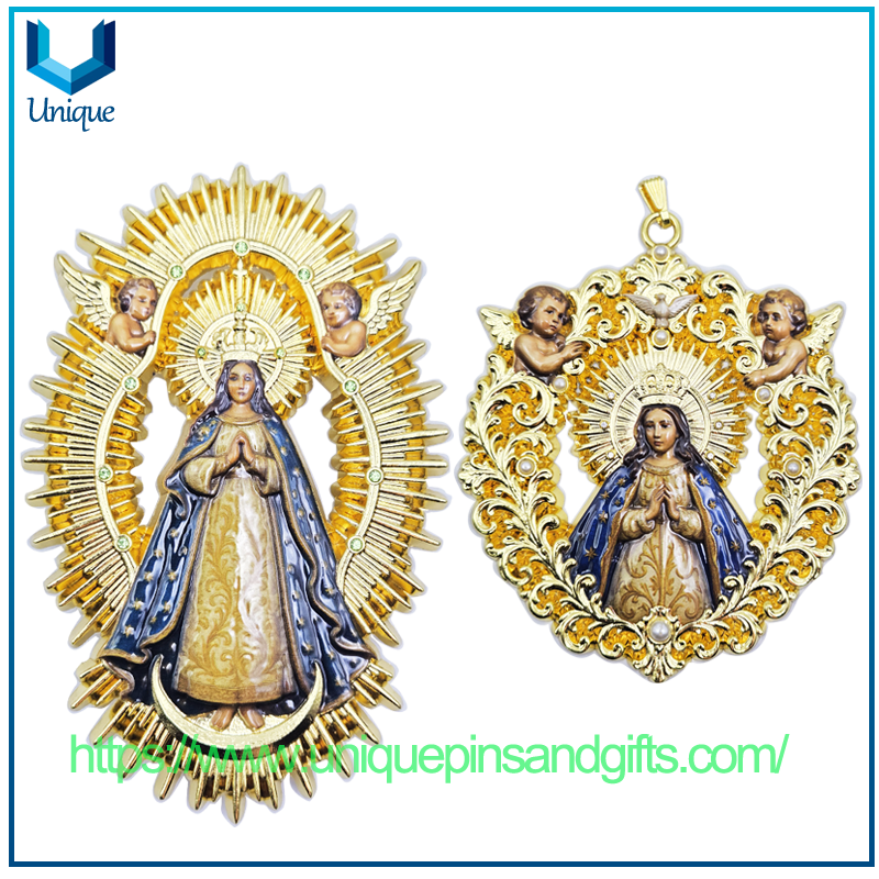 Colgante de Nuestra Señora de Guadalupe de alta calidad con ángeles, regalo religioso
