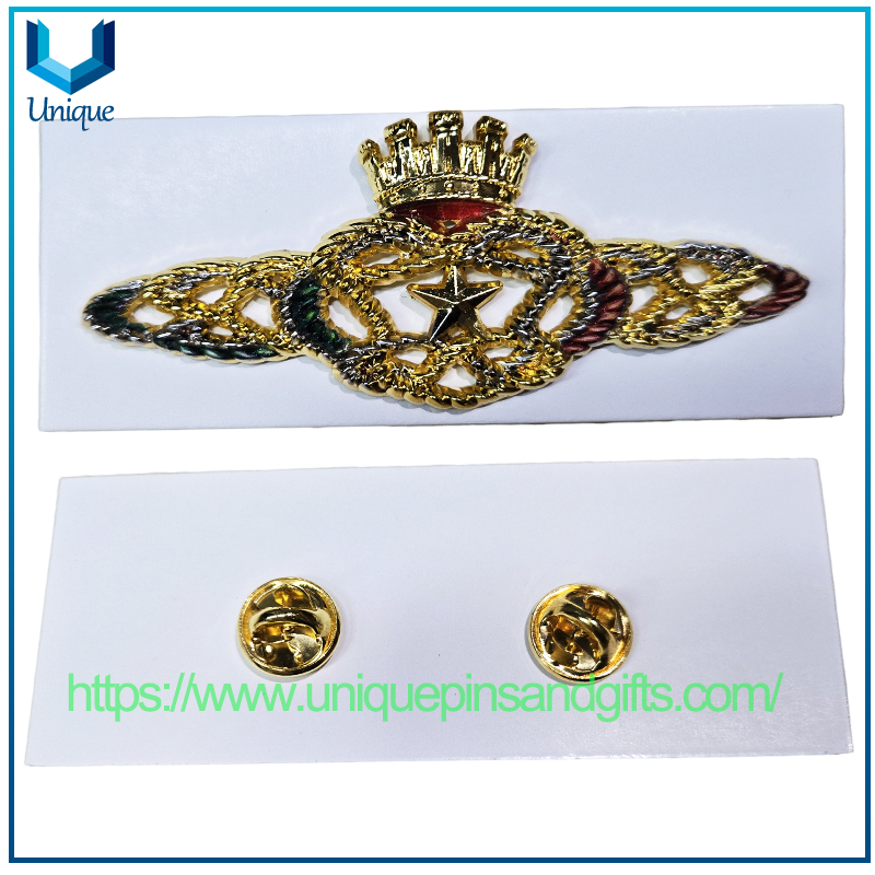 Artesanía de Metal personalizada, alfileres de solapa con logotipo 3D, insignias, uniforme chapado en oro, emblema de embrague de mariposa para seguridad de la Fuerza Aérea de EE. UU.