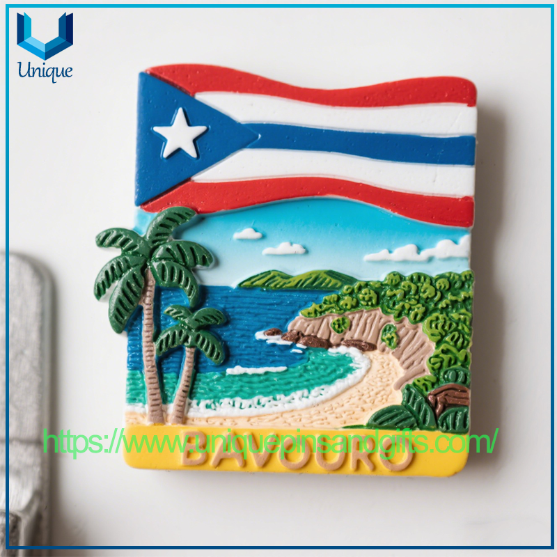 Patrones personalizables al por mayor, recuerdos magnéticos, imanes de goma 3D perfectos para nevera, pegatinas de cerámica para refrigerador, recuerdos de viaje de Puerto Rico