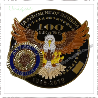 Moneda de latón de alta calidad del metal del empujador de la moneda de oro del Pin de la fábrica de China