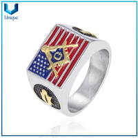 Anillo de acero inoxidable para hombres Silver Masonic Wedding Punk Party Fashion Wholesale Custom Fremason Ring