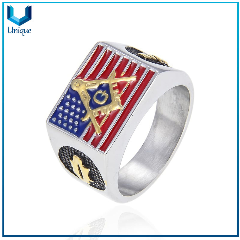 Anillo de acero inoxidable para hombres Silver Masonic Wedding Punk Party Fashion Wholesale Custom Fremason Ring