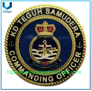 Moneda conmemorativa de metal de diamantes de oro electroplatante de doble cara personalizada