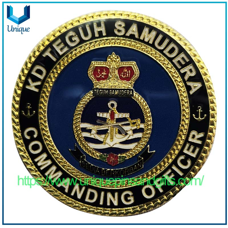 Moneda conmemorativa de metal de diamantes de oro electroplatante de doble cara personalizada