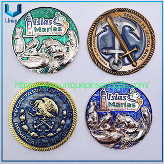 Moneda conmemorativa 3D de diamante personalizada Moneda Conmemorativa de Oro/Plata México Armada Monedera conmemorativa