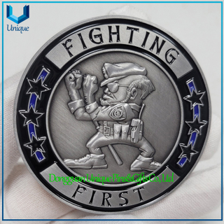 Moneda de policía de plata antigua 3D de EE. UU., diseño personalizado, chapado de alta calidad en cobre/níquel/oro/plata/logotipo personalizado/moneda de insignias