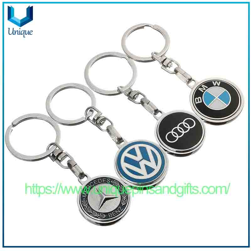 Llavero de un solo lado del metal del logotipo del coche de Volkswagen Mercedes-Benz Audi del esmalte, colgantes de la alambrada del círculo