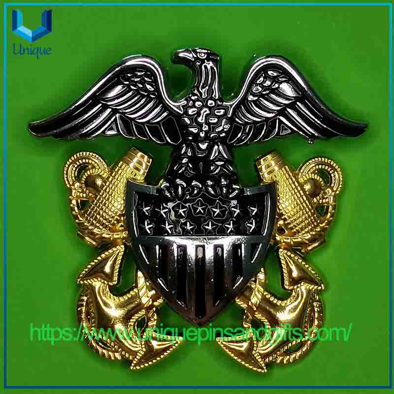Emblema de insignia de pecho de piloto de aerolínea estadounidense de metal 3D personalizado, colección para entusiastas marítimos