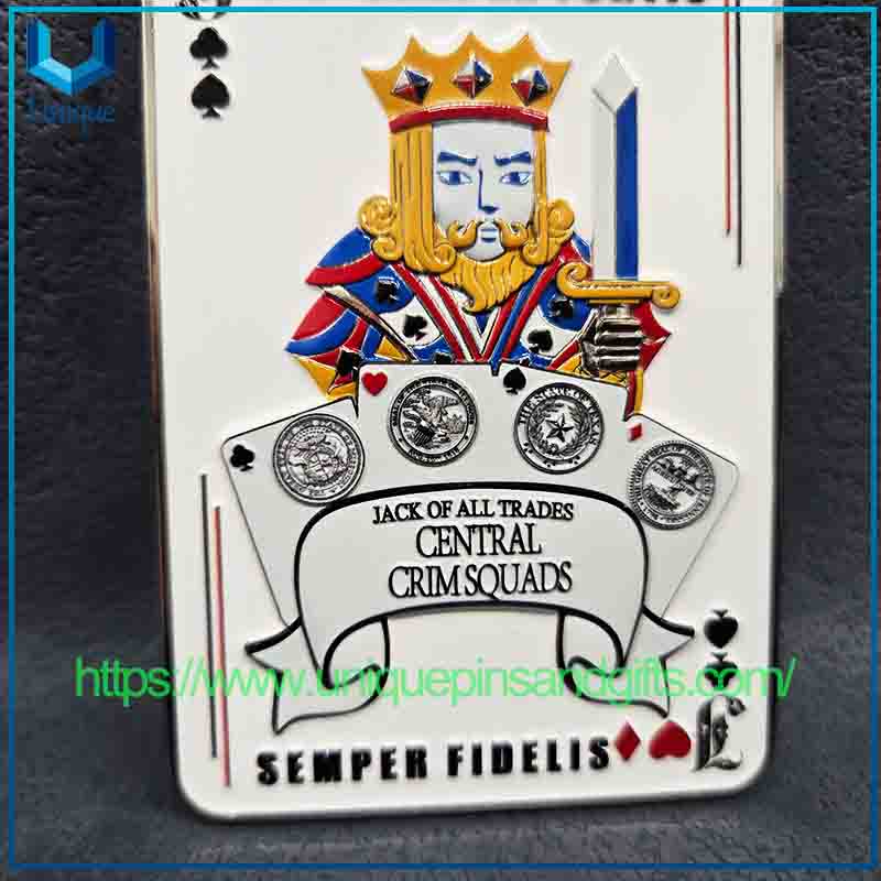 Moneda de póquer azul marino de EE. UU. con diseño creativo personalizado