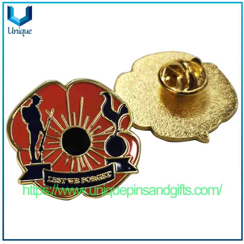 de solapa con encanto de flor de esmalte duro personalizado, Broche de metal de RECUERDO de oro del Reino Unido (6)