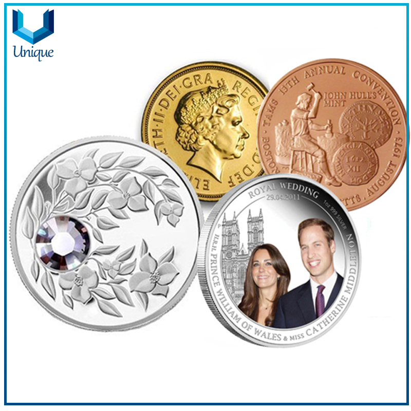 Personalice la moneda de la novedad, la moneda del regalo del recuerdo de la boda, la moneda del desafío de honor, la moneda de oro 3D, la moneda conmemorativa de la moda del diseño creativo