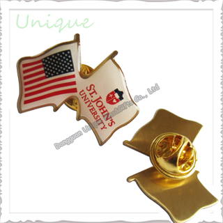 Pasador de solapa de bandera impresa offset, pasadores de doble bandera, clavija de metal de la bandera doble, personalice su propio pin fábrica