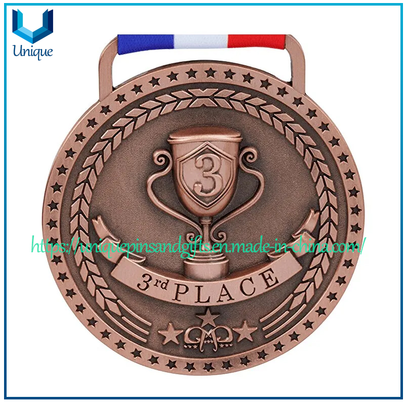 Medalla de carrera deportiva de metal con diseño personalizado de fábrica, medalla de carrera de ciclismo de Tanzania con cinta