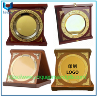 Nuevo Placa de medalla exquisita, placa de madera en blanco, placa dorada, placa plegable de madera 