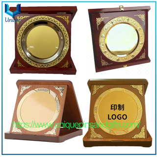 Nuevo Placa de medalla exquisita, placa de madera en blanco, placa dorada, placa plegable de madera 