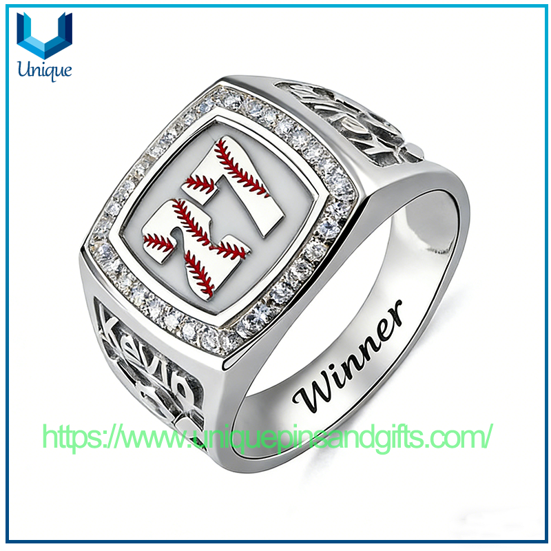 Anillo de dedo del club de béisbol de la venta caliente anillo de dedo del campeonato de béisbol del acero inoxidable para el anillo de dedo de los hombres