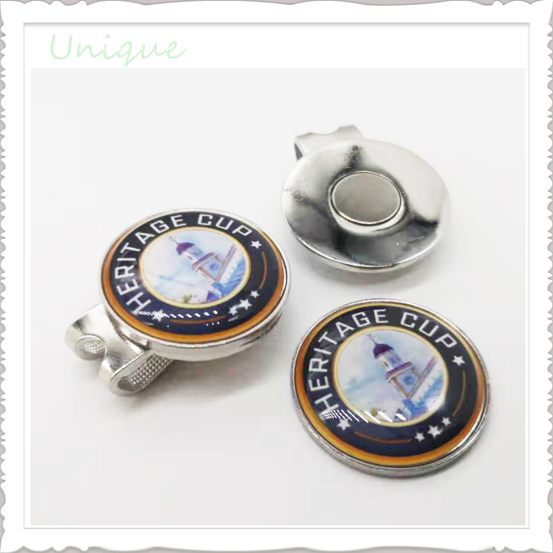 Películas de golf de 25 mm de diámetro con la impresión logo + hatclip + personalizar logo Golf Gorf Caps + Golf Wood Tee en el conjunto para regalos promocionales