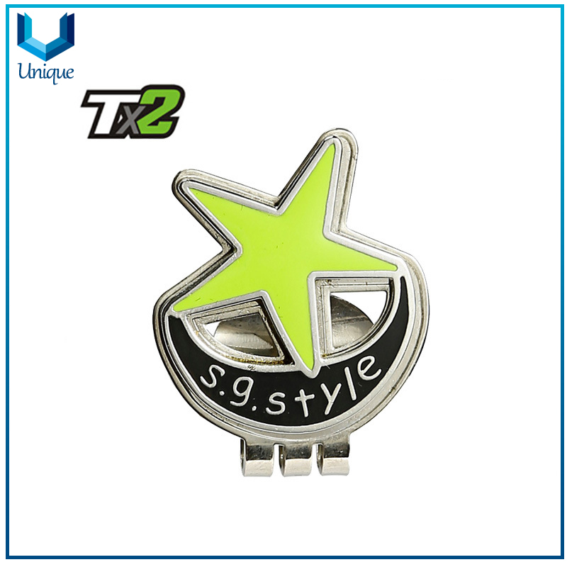 T2 Gallaway Golf HatClip con el logotipo de personalizar, Metal Golf HatClip en forma de estrella, Alloy de zinc Esmalte suave Hatclip Golf Polloker