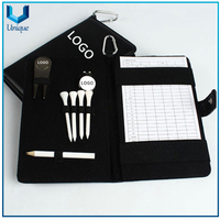 Cuaderno de puntaje de golf con logotipo de personalizar, puntaje multifuncional de golf notado libro con pelota de golf, camiseta de golf, herramienta de golf Divot Tool Función