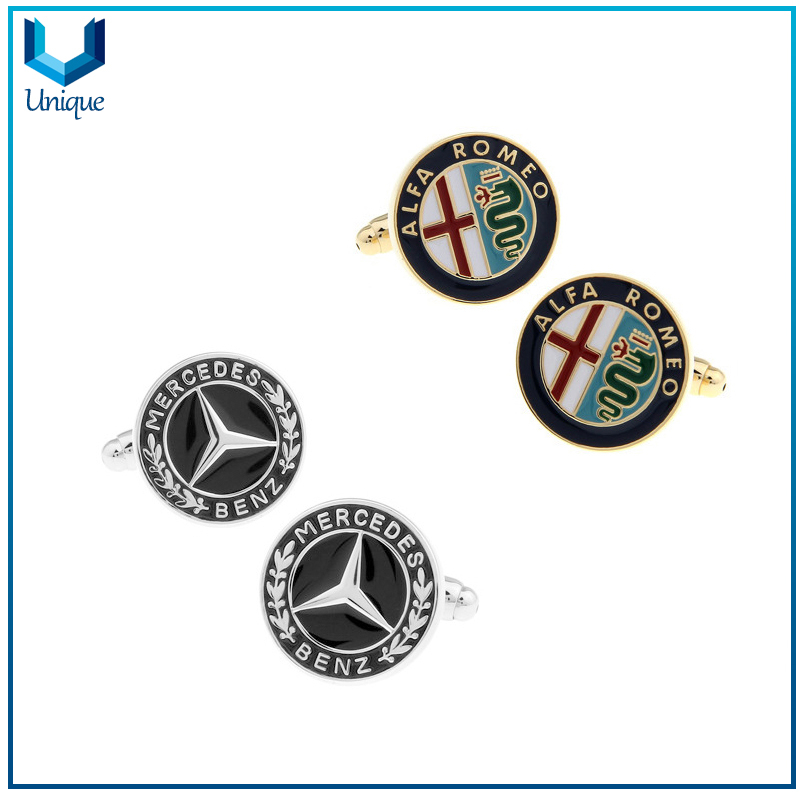 Mancuerma de la marca del coche, personalice el diseño de la moda de la moda del metal, el pin de la corbata de latón del troquel de alta calidad / gemelo para regalos de boda