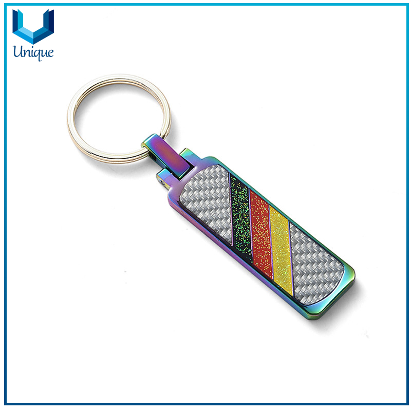 Llavero de moda electroplastia colorida de aleación de zinc de diseño personalizado, llavero de camuflaje de diseño creativo de alta calidad con brillo para mejores regalos