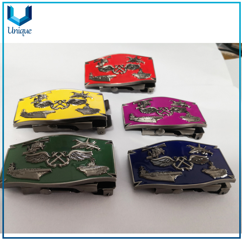 Personalice la hebilla del cinturón militar de los Estados Unidos, la hebilla de metal del recuerdo de la moda con el logotipo de AB, el esmalte 3D antiguo plateado la hebilla de la policía
