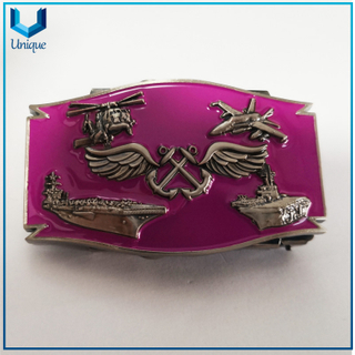 Personalice la hebilla del cinturón militar de los Estados Unidos, la hebilla de metal del recuerdo de la moda con el logotipo de AB, el esmalte 3D antiguo plateado la hebilla de la policía
